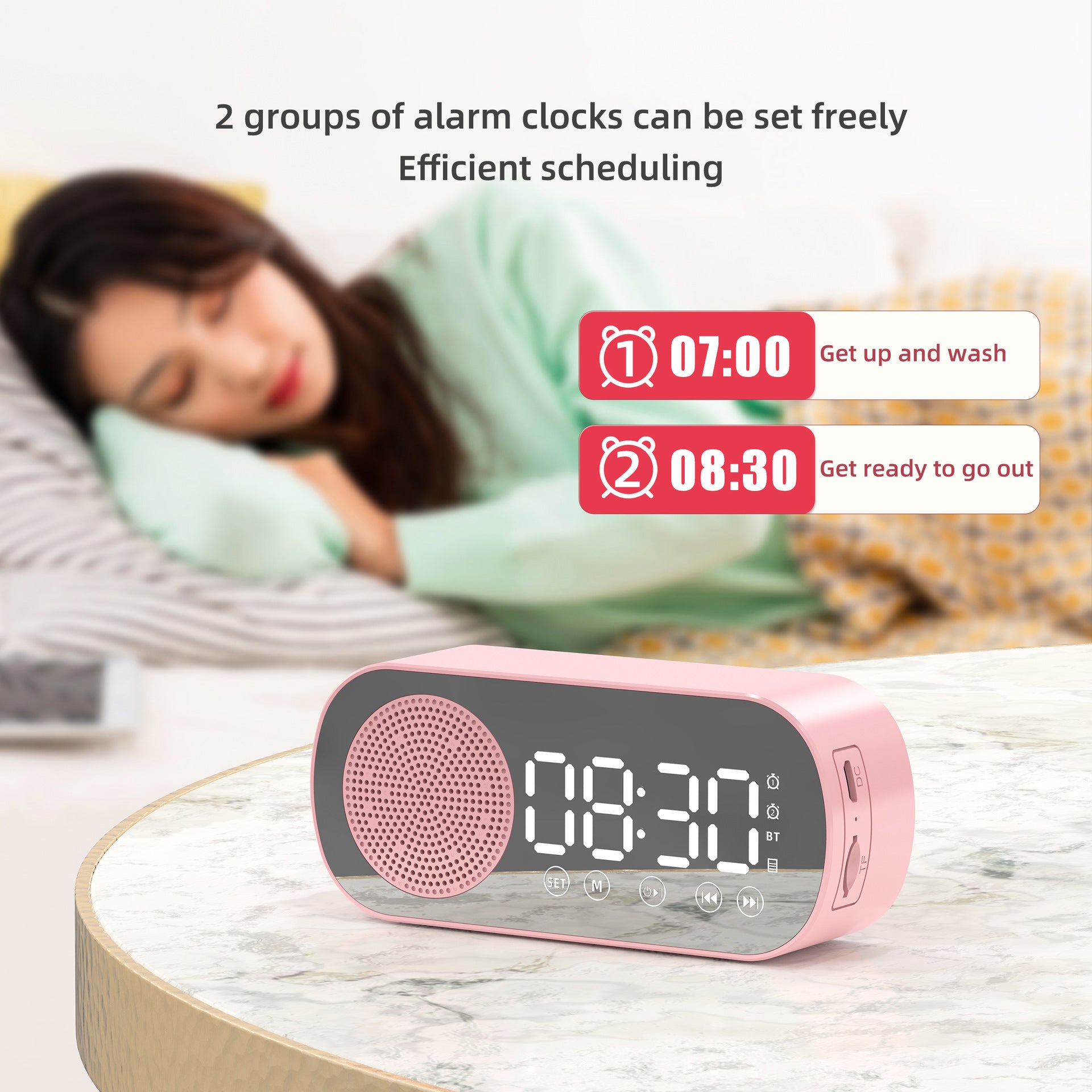 BT Music Alarm Clock with FM Radio